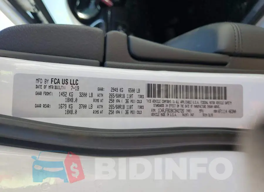 1C4RJFBG9KC842726 Photo# 13