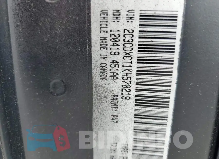 2C3CDXCT1KH570219 Photo# 12