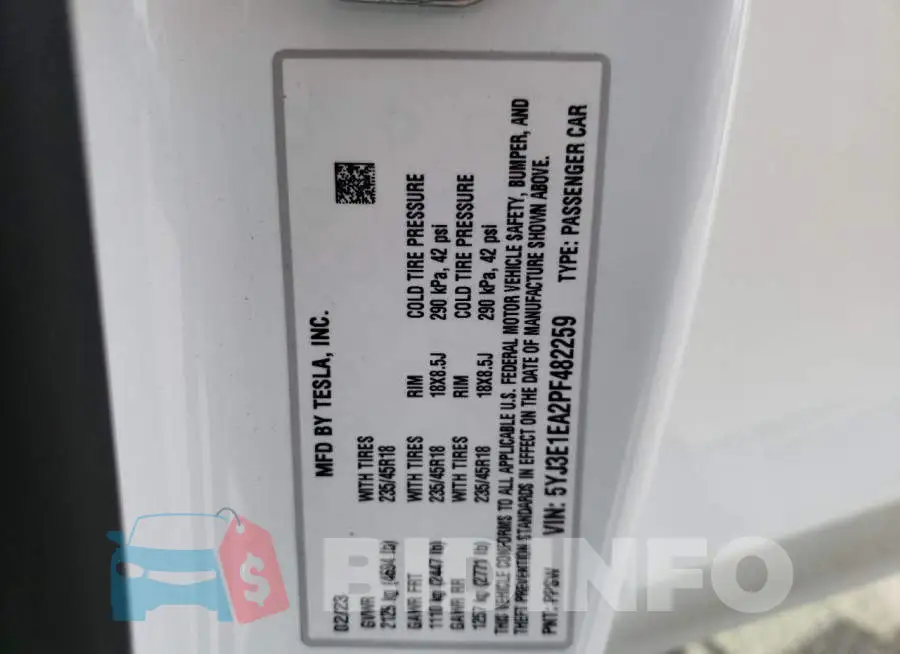 5YJ3E1EA2PF482259 Photo# 12