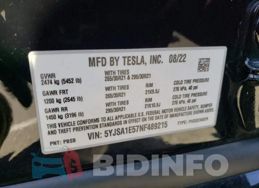 5YJSA1E57NF489215 Photo# 12