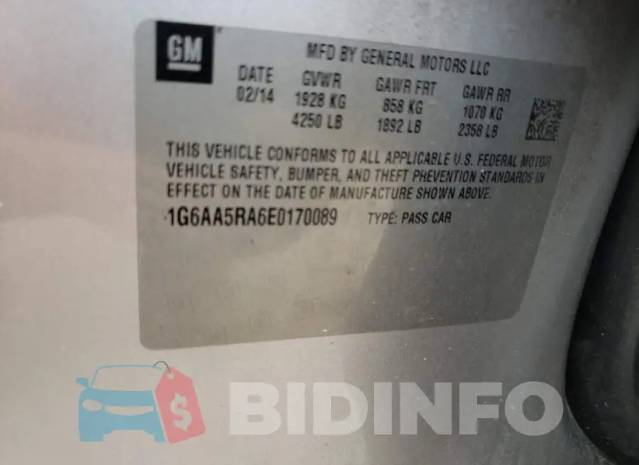 1G6AA5RA6E0170089 Photo# 12