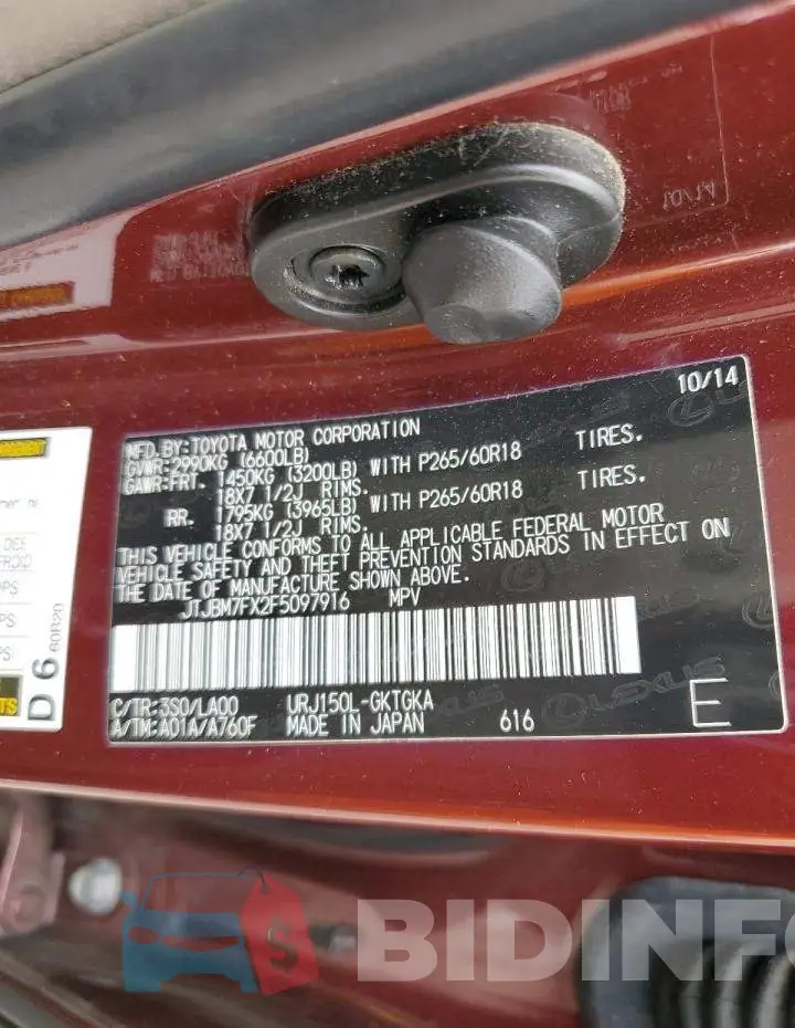 JTJBM7FX2F5097916 Photo# 13