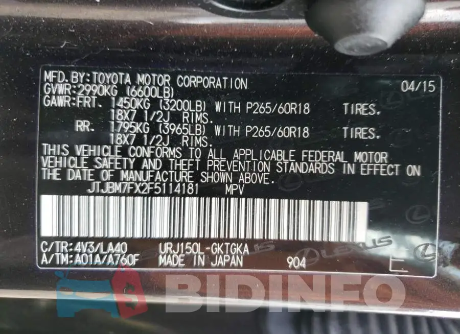 JTJBM7FX2F5114181 Photo# 13