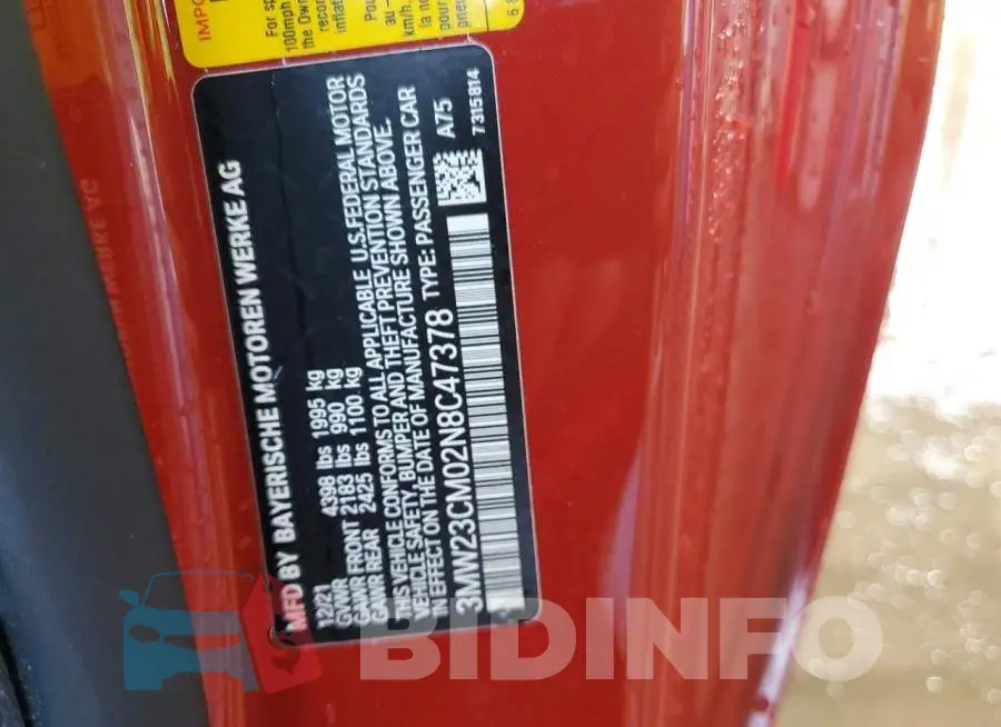 3MW23CM02N8C47378 Photo# 13