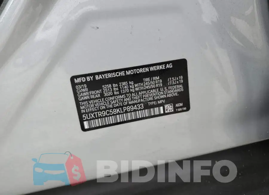 5UXTR9C58KLP89433 Photo# 13