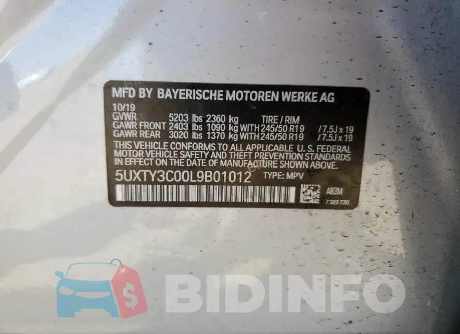 5UXTY3C00L9B01012 Photo# 14
