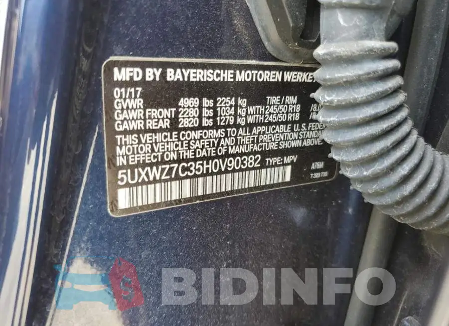 5UXWZ7C35H0V90382 Photo# 12