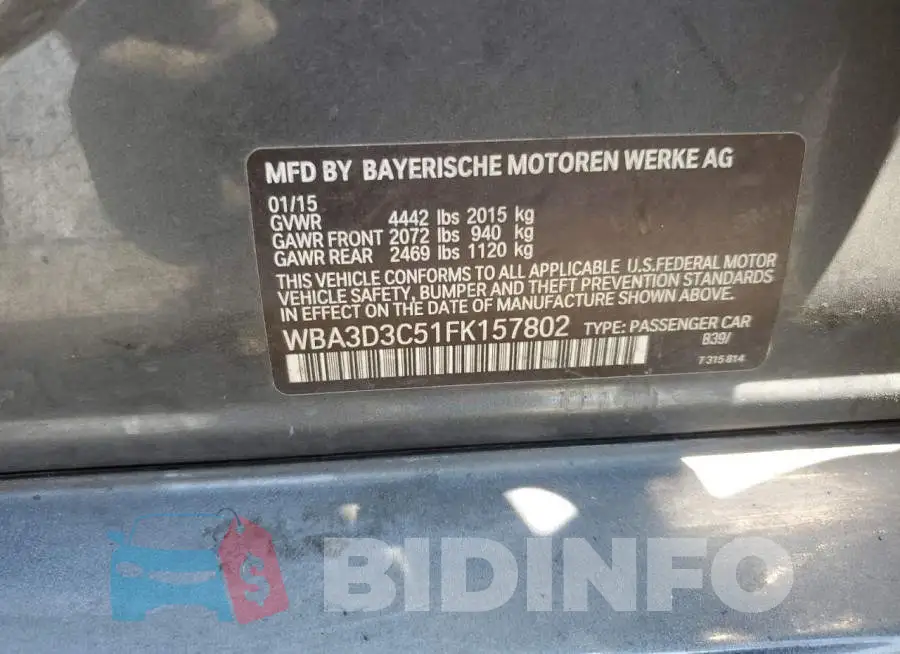 WBA3D3C51FK157802 Photo# 12