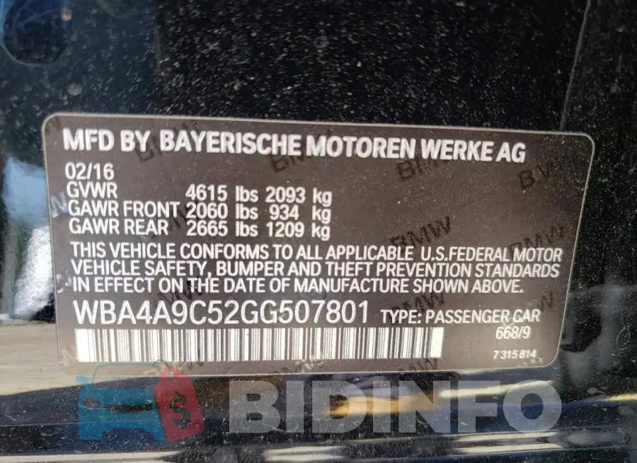 WBA4A9C52GG507801 Photo# 12