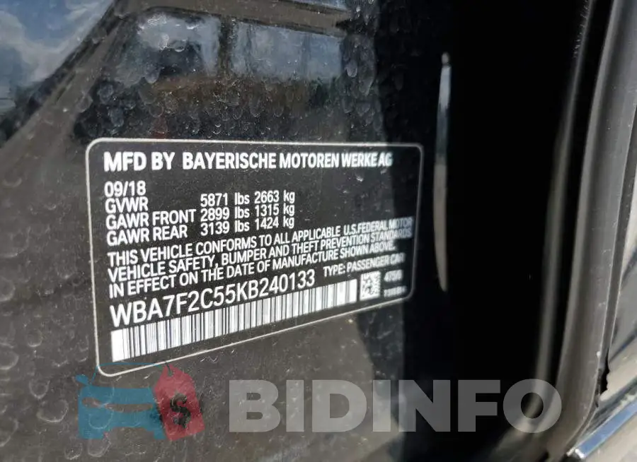 WBA7F2C55KB240133 Photo# 12