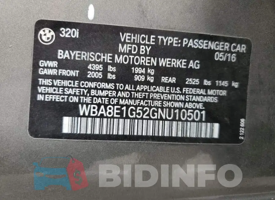 WBA8E1G52GNU10501 Photo# 12