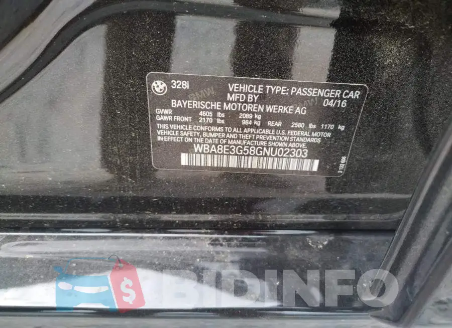 WBA8E3G58GNU02303 Photo# 12