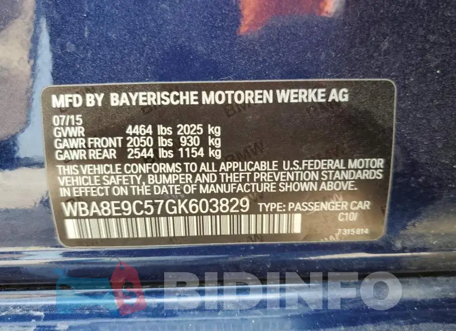 WBA8E9C57GK603829 Photo# 12