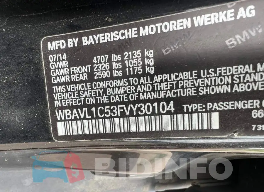 WBAVL1C53FVY30104 Photo# 10