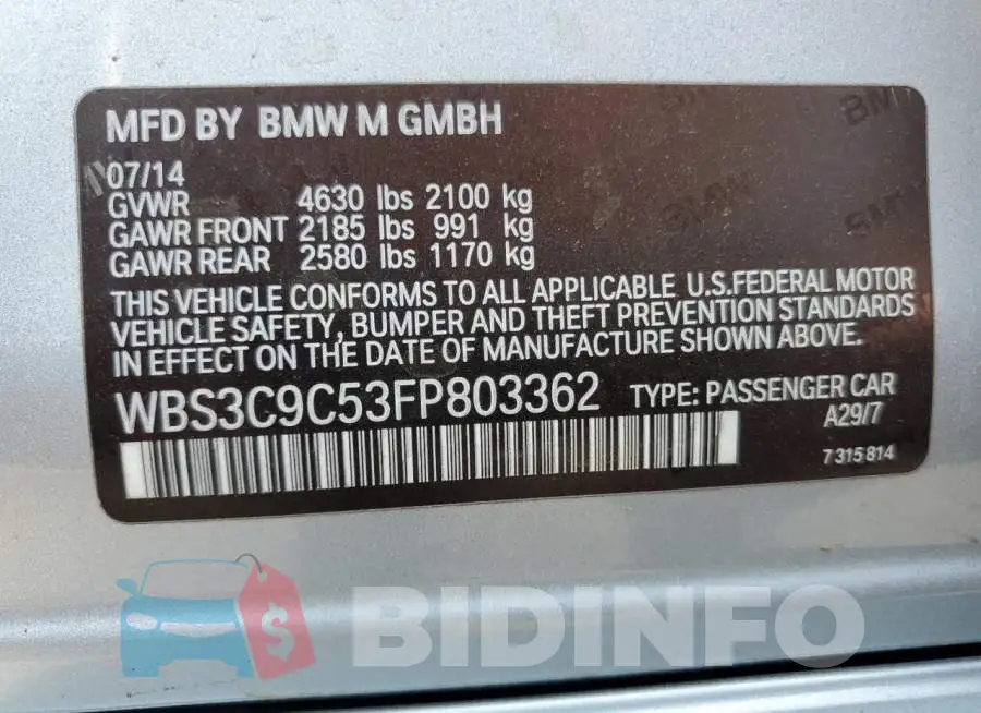 WBS3C9C53FP803362 Photo# 12