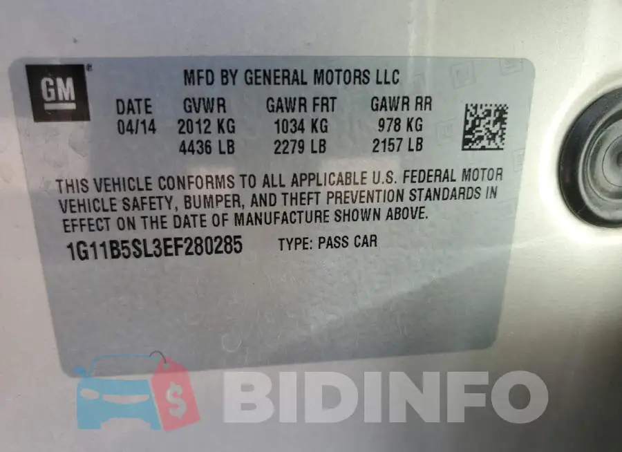 1G11B5SL3EF280285 Photo# 12
