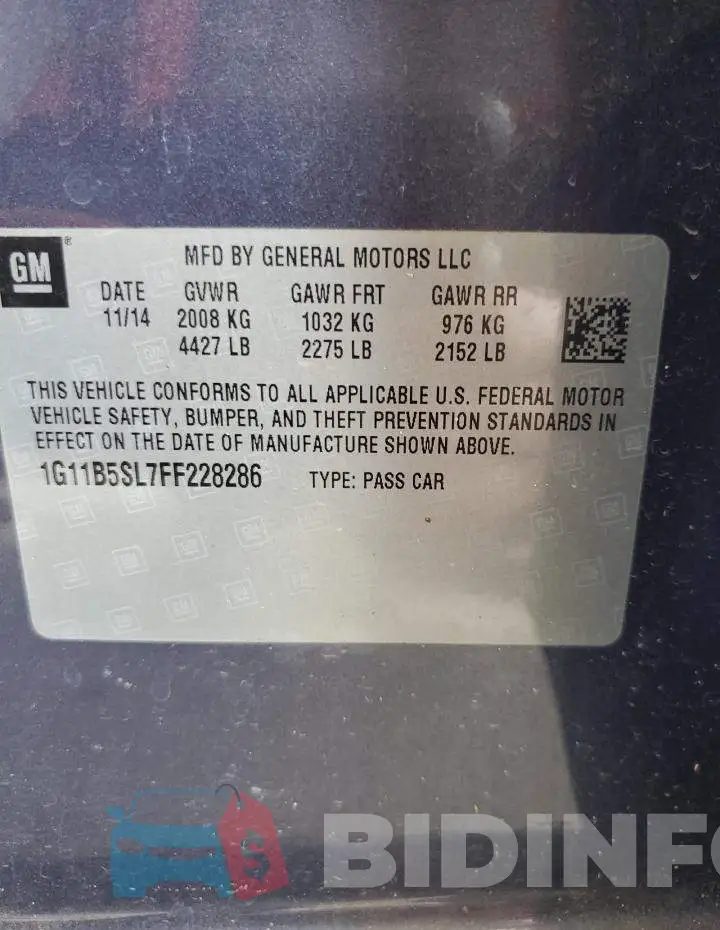 1G11B5SL7FF228286 Photo# 13