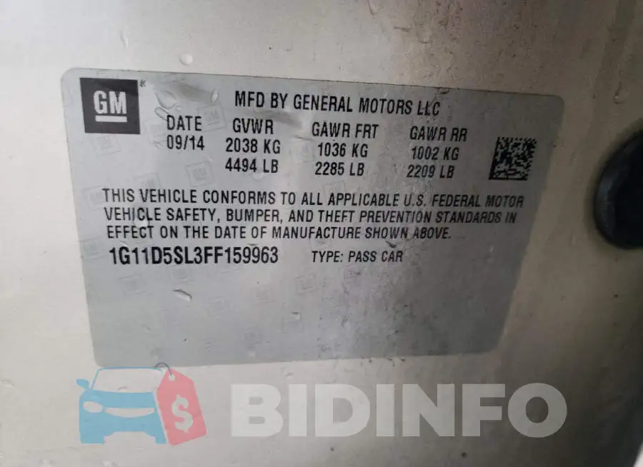 1G11D5SL3FF159963 Photo# 10