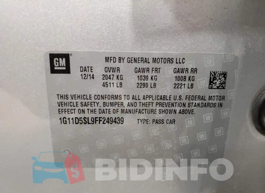 1G11D5SL9FF249439 Photo# 12