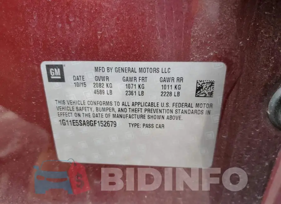 1G11E5SA8GF152679 Photo# 12