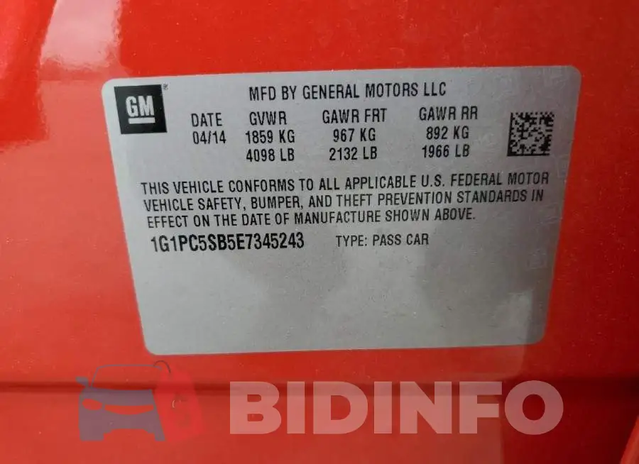 1G1PC5SB5E7345243 Photo# 12