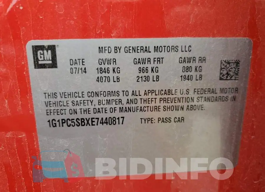 1G1PC5SBXE7440817 Photo# 12