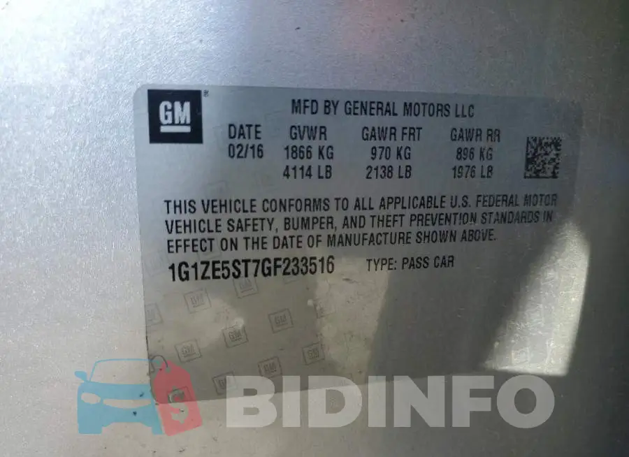 1G1ZE5ST7GF233516 Photo# 12
