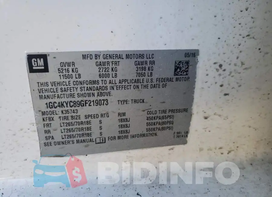 1GC4KYC89GF219073 Photo# 12