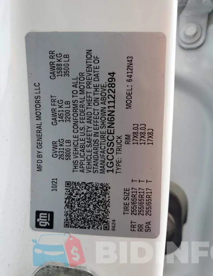 1GCGSCEN6N1122894 Photo# 12