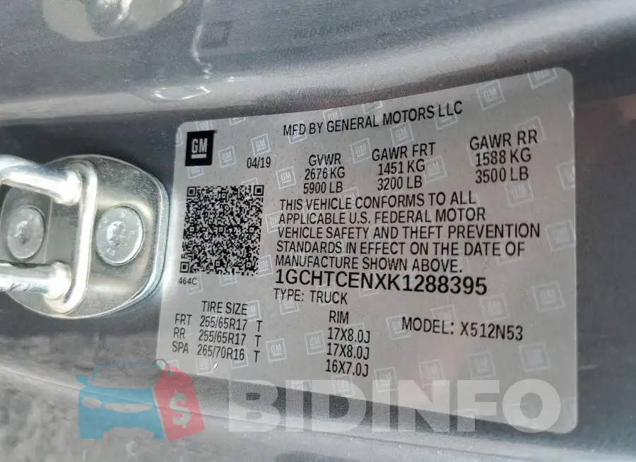 1GCHTCENXK1288395 Photo# 13