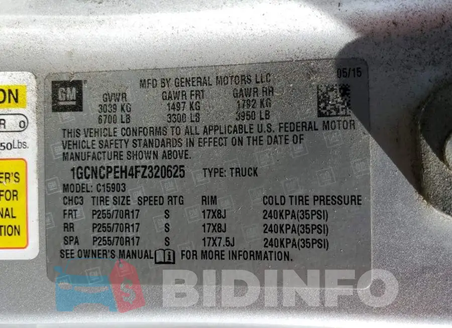 1GCNCPEH4FZ320625 Photo# 12