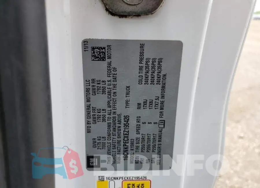 1GCNKPECXEZ195426 Photo# 12