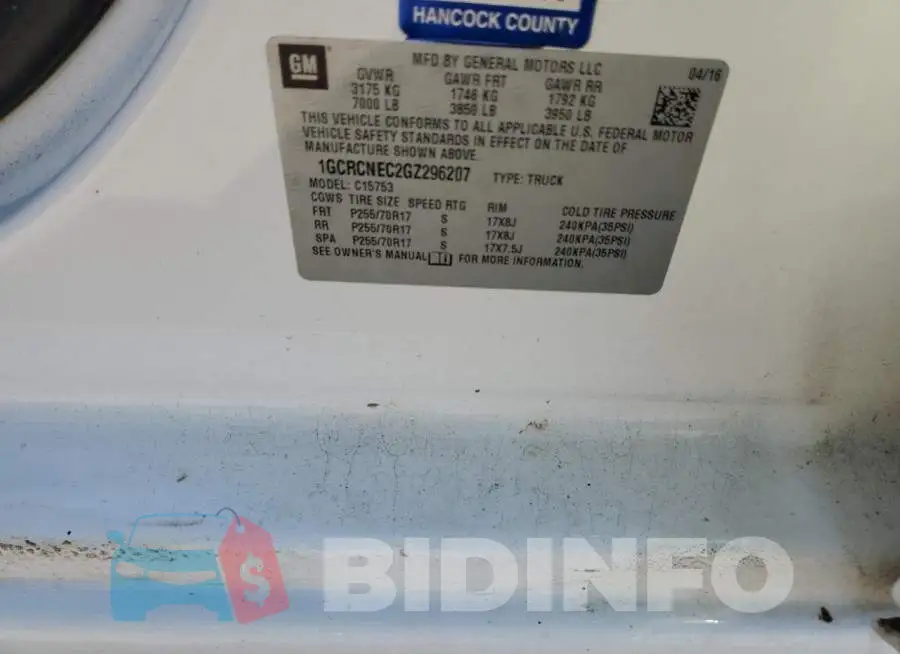 1GCRCNEC2GZ296207 Photo# 12