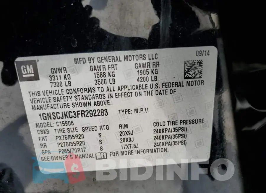 1GNSCJKC3FR292283 Photo# 13