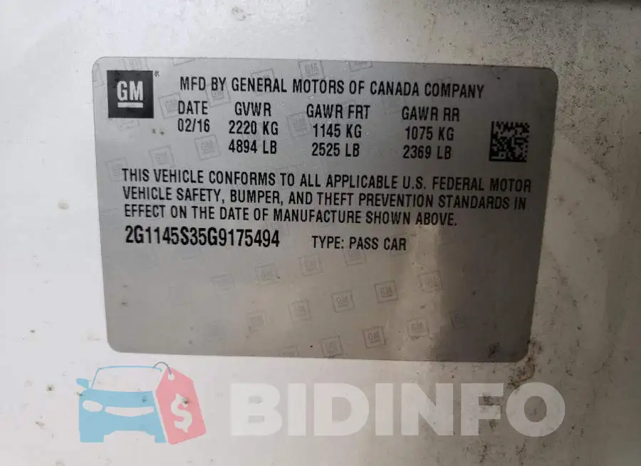 2G1145S35G9175494 Photo# 12