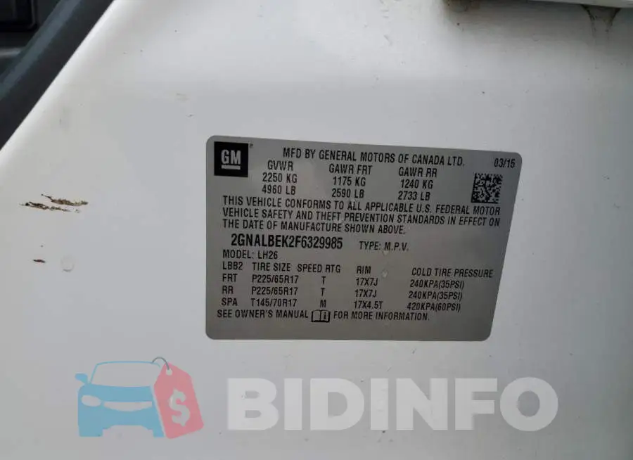 2GNALBEK2F6329985 Photo# 12
