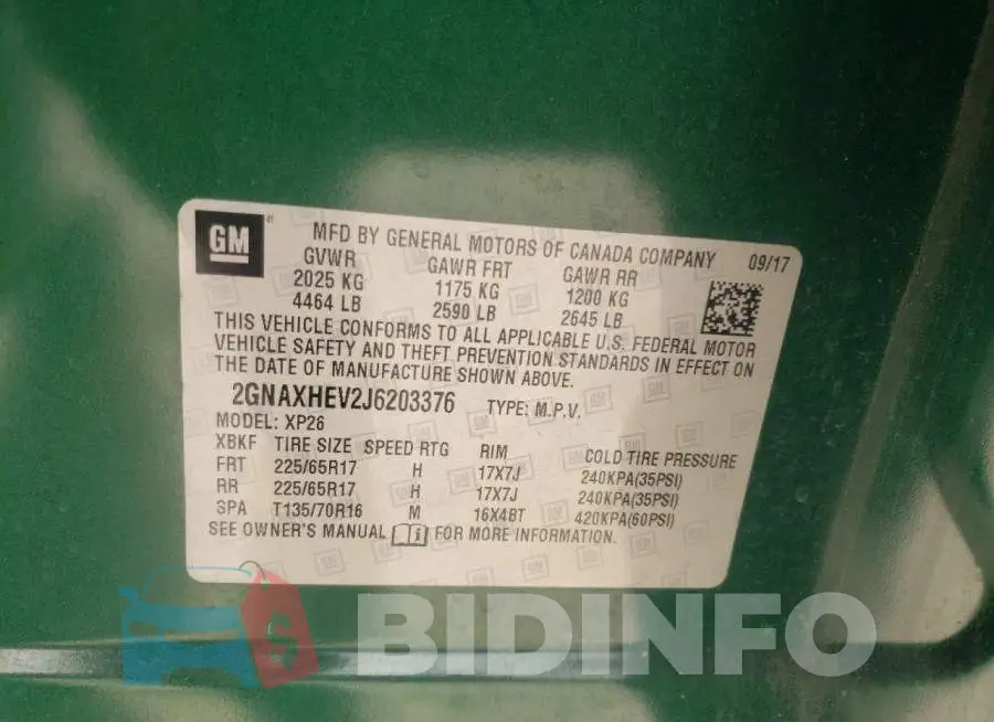 2GNAXHEV2J6203376 Photo# 13