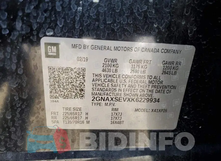 2GNAXSEVXK6229934 Photo# 14
