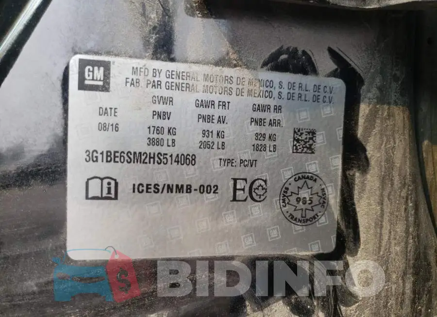 3G1BE6SM2HS514068 Photo# 12