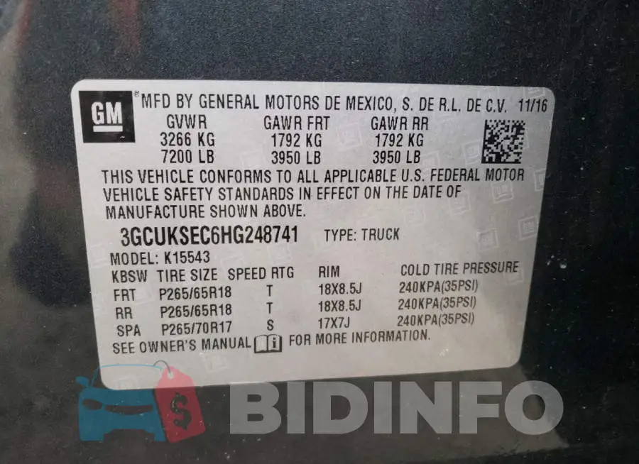 3GCUKSEC6HG248741 Photo# 13