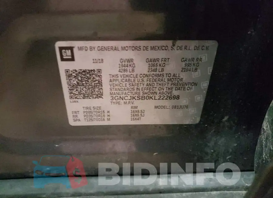 3GNCJKSB0KL222698 Photo# 13