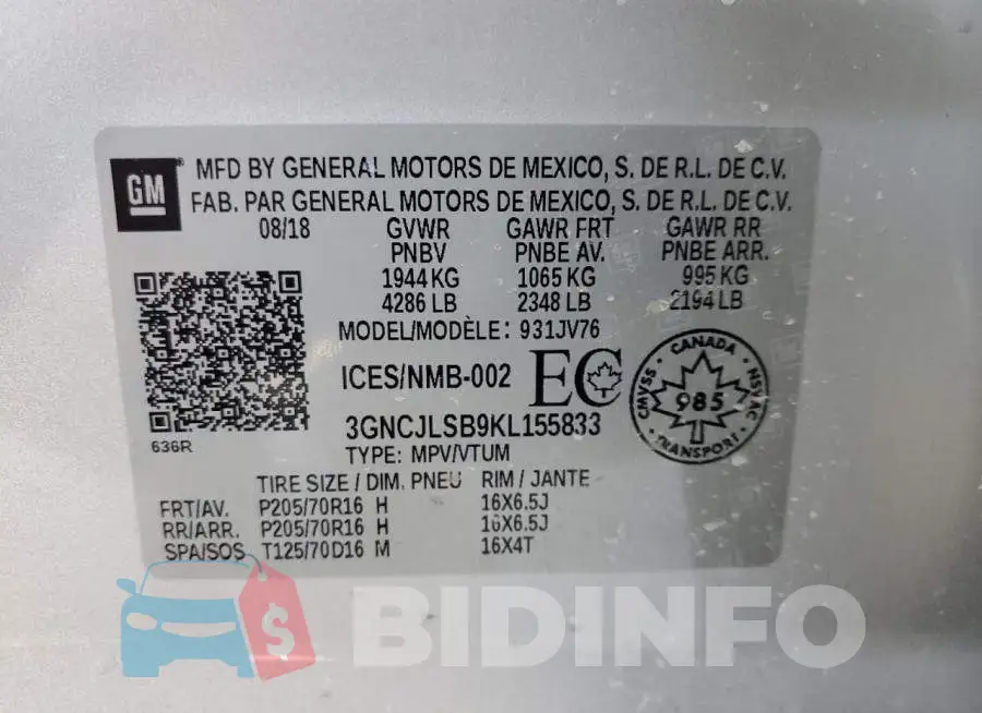 3GNCJLSB9KL155833 Photo# 14