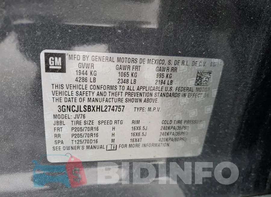 3GNCJLSBXHL274757 Photo# 13