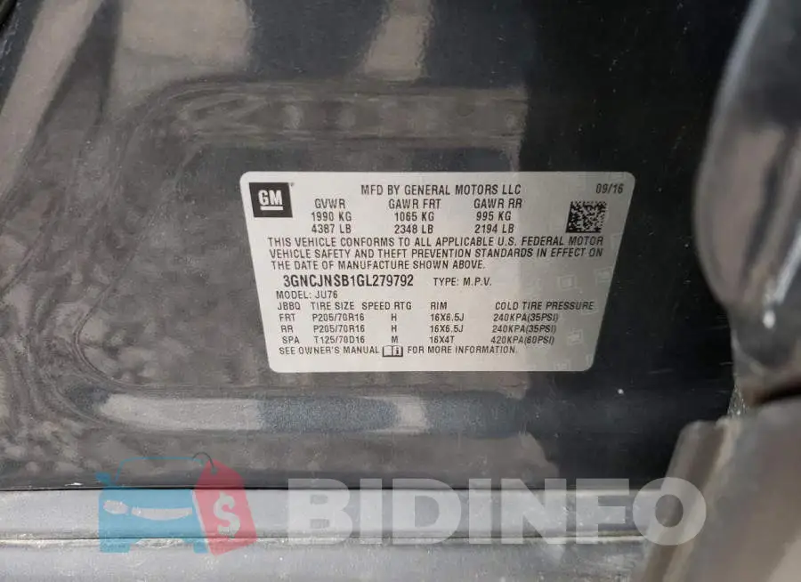 3GNCJNSB1GL279792 Photo# 12