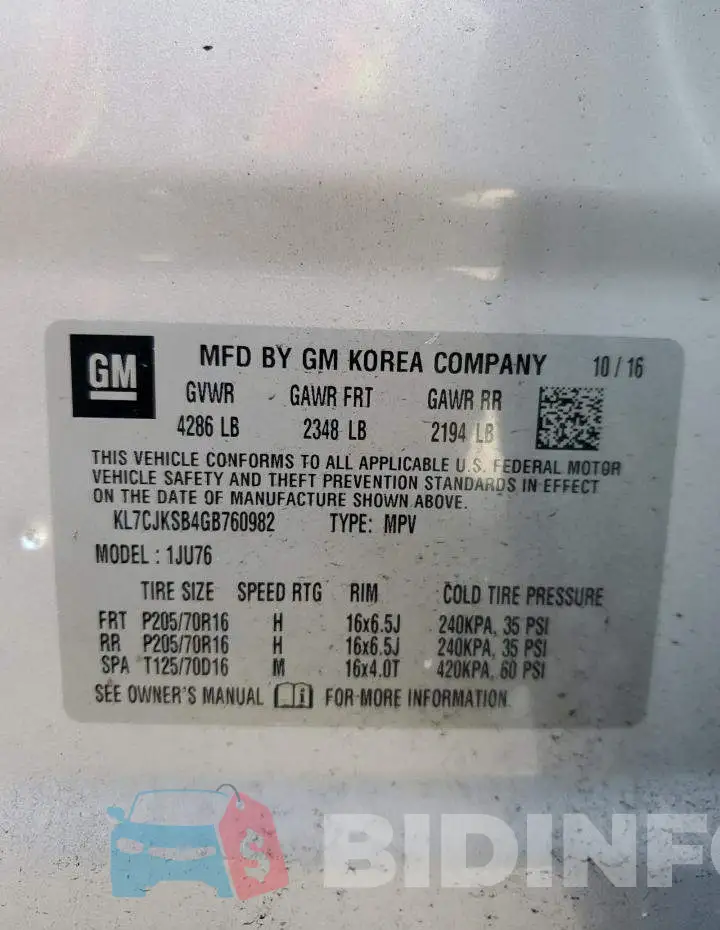 KL7CJKSB4GB760982 Photo# 13