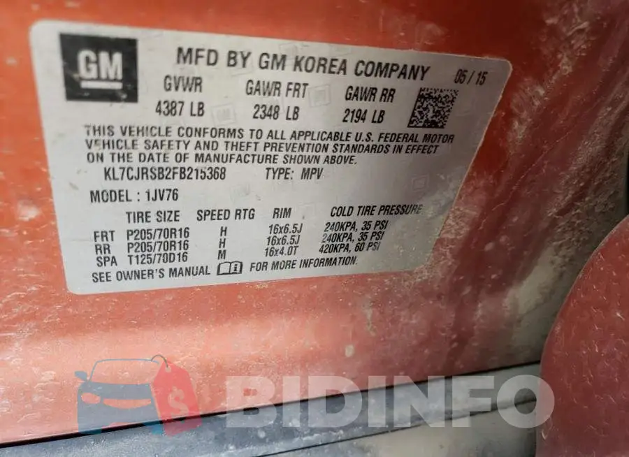 KL7CJRSB2FB215368 Photo# 12