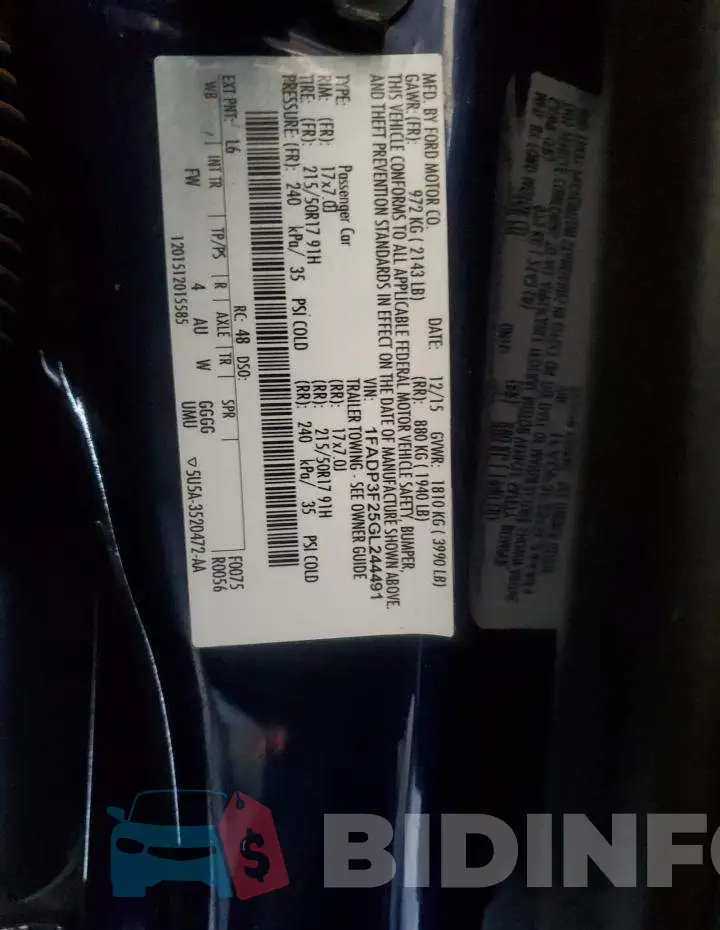 1FADP3F25GL244491 Photo# 13