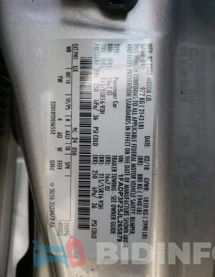1FADP3F25JL265879 Photo# 13