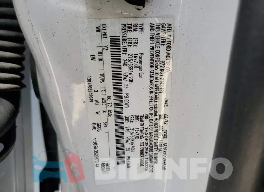 1FADP3F26EL145238 Photo# 12
