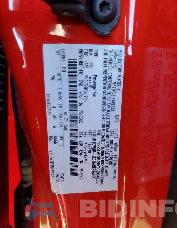 1FADP3F28GL264850 Photo# 13
